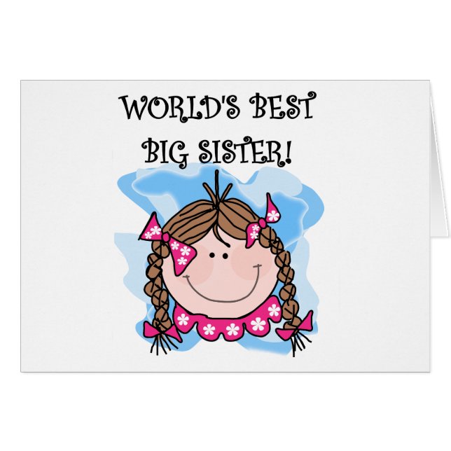 Brunette World's Best Big Sister Tshirts and Gifts (Voorkant Horizontaal)
