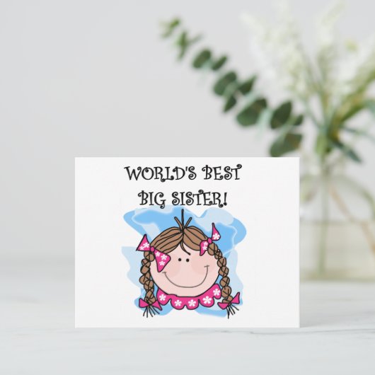Brunette World's Best Big Sister Tshirts and Gifts Briefkaart (Staand voorkant)