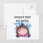 Brunette World's Best Big Sister Tshirts and Gifts Briefkaart (Voorkant / Achterkant)