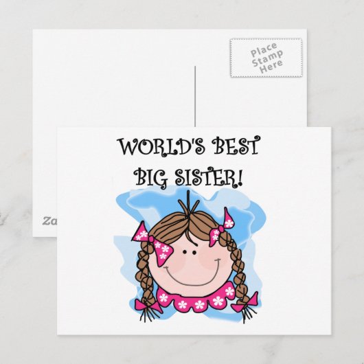 Brunette World's Best Big Sister Tshirts and Gifts Briefkaart (Voorkant / Achterkant)