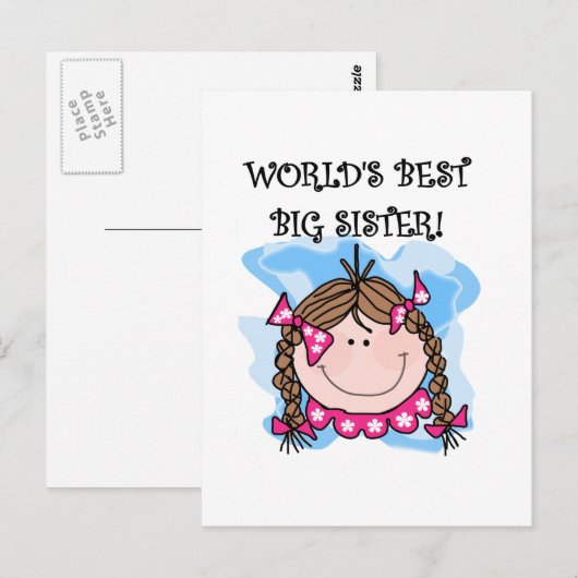 Brunette World's Best Big Sister Tshirts and Gifts Briefkaart (Voorkant / Achterkant)
