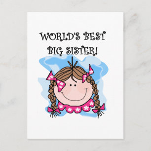 Brunette World's Best Big Sister Tshirts and Gifts Briefkaart