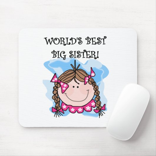 Brunette World's Best Big Sister Tshirts and Gifts Muismat (Met muis)