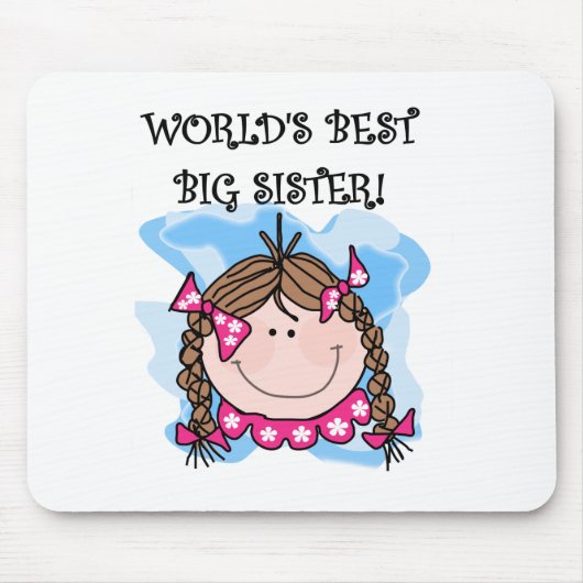 Brunette World's Best Big Sister Tshirts and Gifts Muismat (Voorkant)