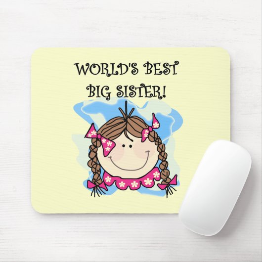 Brunette World's Best Big Sister Tshirts and Gifts Muismat (Met muis)