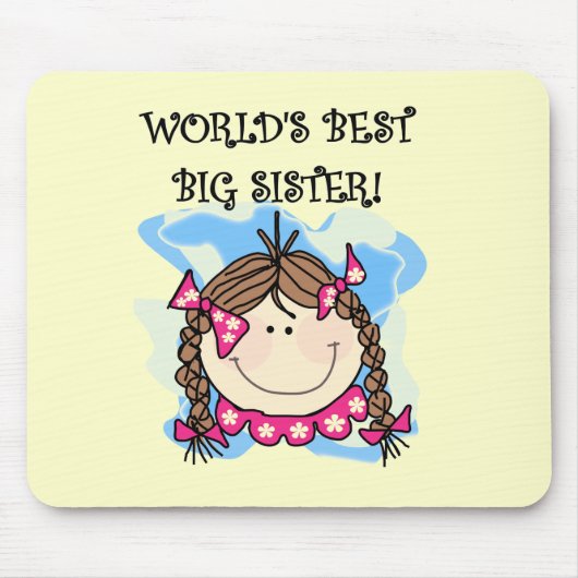 Brunette World's Best Big Sister Tshirts and Gifts Muismat (Voorkant)