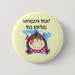 Brunette World's Best Big Sister Tshirts and Gifts Ronde Button 5,7 Cm