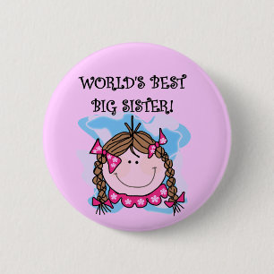 Brunette World's Best Big Sister Tshirts and Gifts Ronde Button 5,7 Cm