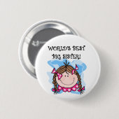 Brunette World's Best Big Sister Tshirts and Gifts Ronde Button 5,7 Cm (Voorkant /achterkant)