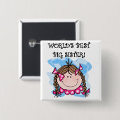 Brunette World's Best Big Sister Tshirts and Gifts Vierkante Button 5,1 Cm (Voorkant /achterkant)
