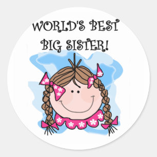 Brunette World's Best Big Sister Tshirts Ronde Sticker
