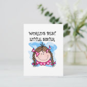 Brunette World's Best Little Sister Tshirts Briefkaart (Staand voorkant)