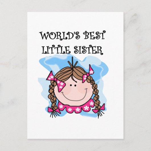Brunette World's Best Little Sister Tshirts Briefkaart (Voorkant)