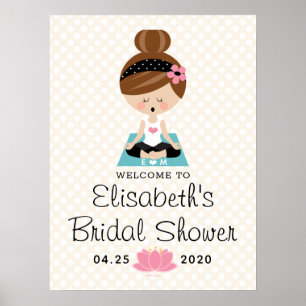 Brunette Yoga Vrijgezellenfeest Welkomstteken Poster