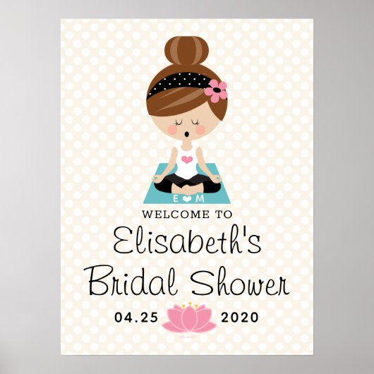 Brunette Yoga Vrijgezellenfeest Welkomstteken Poster (Voorkant)