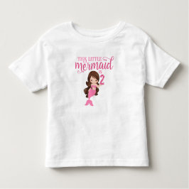 Brunette Zeemeermin 2e Verjaardag Kinder Shirts