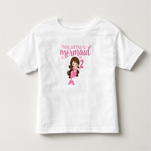 Brunette Zeemeermin 2e Verjaardag Kinder Shirts (Voorkant)