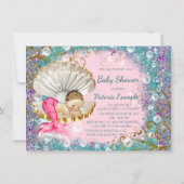 Brunette Zeemeermin Baby Douche Uitnodigingen (Achterkant)