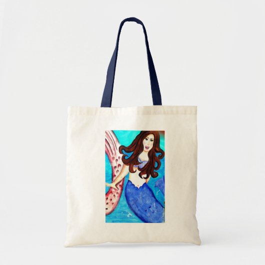 brunette zeemeermin canvas tas (Voorkant)
