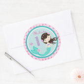 Brunette Zeemeermin Leeftijd Een Verjaardag Sticke Ronde Sticker (Envelop)