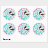 Brunette Zeemeermin Leeftijd Een Verjaardag Sticke Ronde Sticker (Vel)