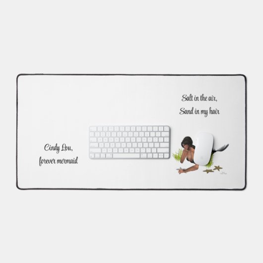 Brunette Zeemeermin Met Zeester Bureaumat (Keyboard & Muis)