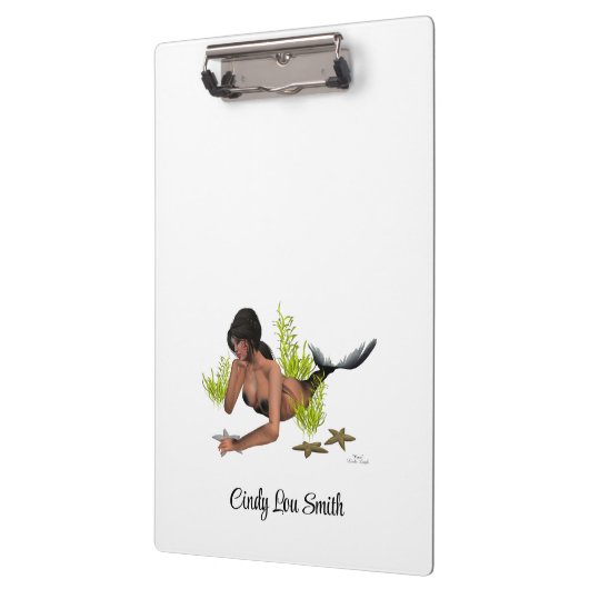 Brunette Zeemeermin Met Zeester Klembord (Links)