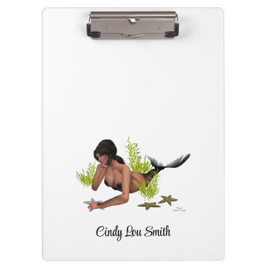 Brunette Zeemeermin Met Zeester Klembord (Voorkant)