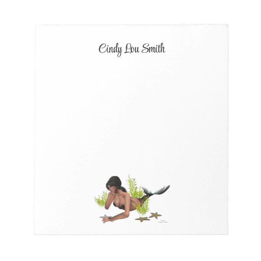 Brunette Zeemeermin Met Zeester Notitieblok (Voorkant)