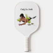 Brunette Zeemeermin Met Zeester Pickleball Paddle (Voorkant)