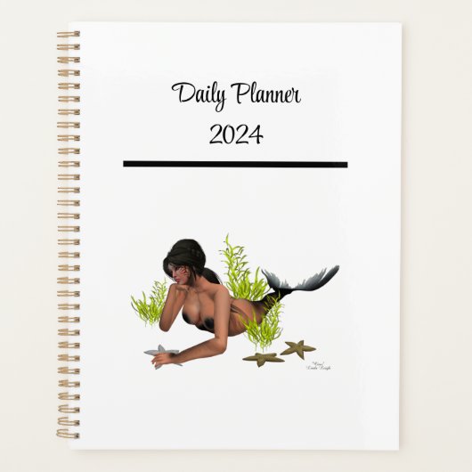 brunette zeemeermin met zeesterren dagelijkse plan planner (Voorkant)