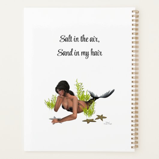 brunette zeemeermin met zeesterren dagelijkse plan planner (Achterkant)