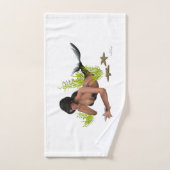 Brunette zeemeermin met zeesterren handdoek (Handdoek)