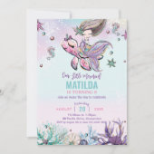 Brunette Zeemeermin Onder het Zee Verjaardagsfeest Kaart (Voorkant)