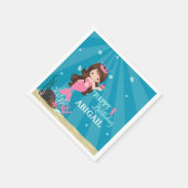 Brunette Zeemeermin Verjaardag Servetten (Hoek)