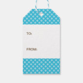 Brunette zwangere vrouw in roze jurk cadeaulabel (Achterkant)