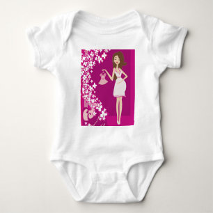 brunette zwangere vrouw romper