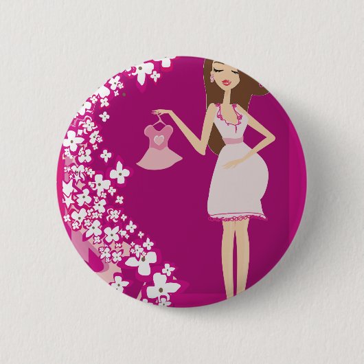 brunette zwangere vrouw ronde button 5,7 cm (Voorkant)