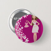 brunette zwangere vrouw ronde button 5,7 cm (Voorkant /achterkant)