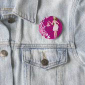 brunette zwangere vrouw ronde button 5,7 cm (In situ)