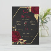 brungoon en gouden flormonale zwarte meetkunde red save the date (Staand voorkant)