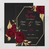 brungoon en gouden flormonale zwarte meetkunde red save the date (Voorkant / Achterkant)