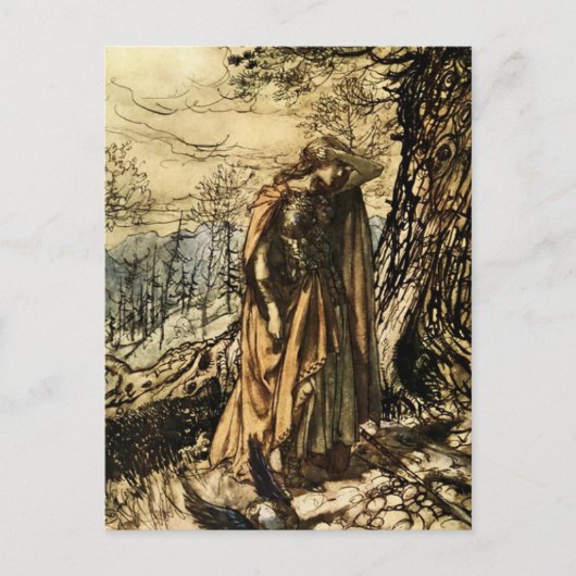 “Brunhilde Dazed and Alarmed” door Arthur Rackham Briefkaart (Voorkant)