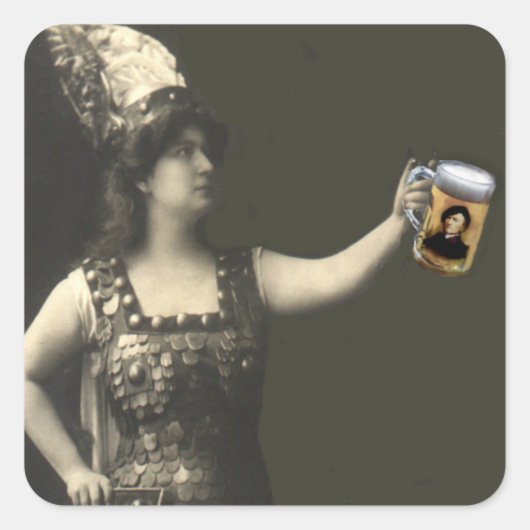 BRUNHILDE HOUDT EEN STEIN VAST VIERKANTE STICKER (Voorkant)