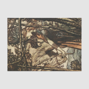 “Brunhilde leidt haar paard” door Arthur Rackham Tissuepapier