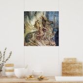“Brunhilde op de brandstapel” door Arthur Rackham Poster (Keuken)