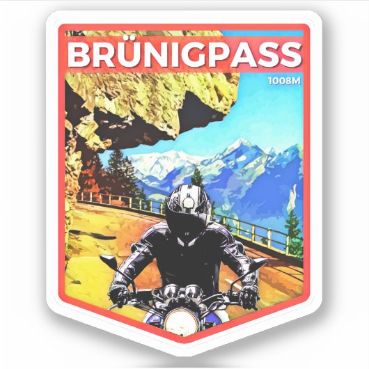 Brünigpass - Alpenpässe Zwitserland Alpenpas Sticker (Voorkant)