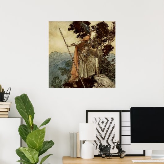 "Brunnhilde Valkerie Maiden" door Arthur Rackham Poster (Thuiskantoor)