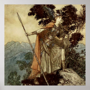 "Brunnhilde Valkerie Maiden" door Arthur Rackham Poster