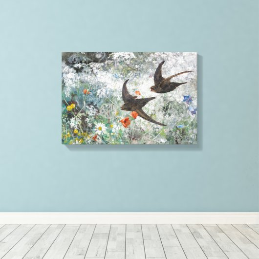 Bruno Andreas Liljefors  Common Swifts Canvas Afdruk (Insitu (Houten vloer))
